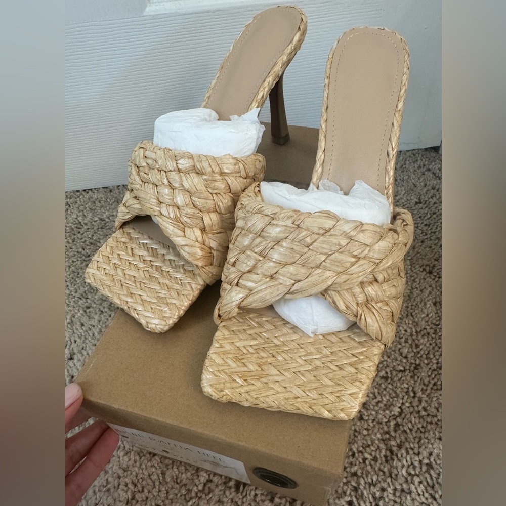 Raffia mule heel sandals size 39 - Picture 3 of 7